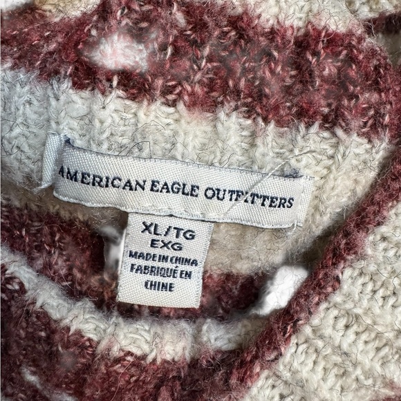 🧶 American Eagle 🦅 Striped Mock Neck High Low‎ Hem Sweater XL 🧶 - Picture 4 of 4